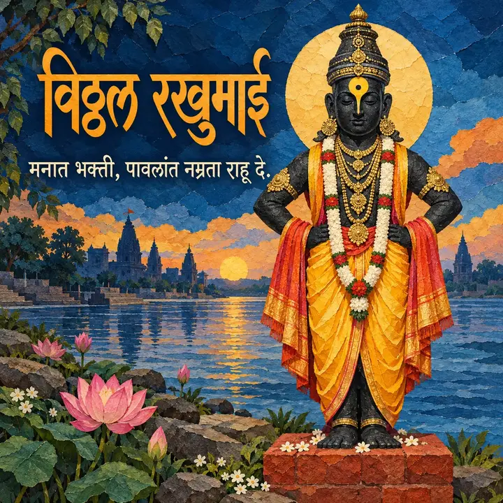विठ्ठल रखुमाई - मनात भक्ती, पावलांत नम्रता राहू दे. - Bhakti Image, फुलं, कमळ, नदी, विठ्ठल