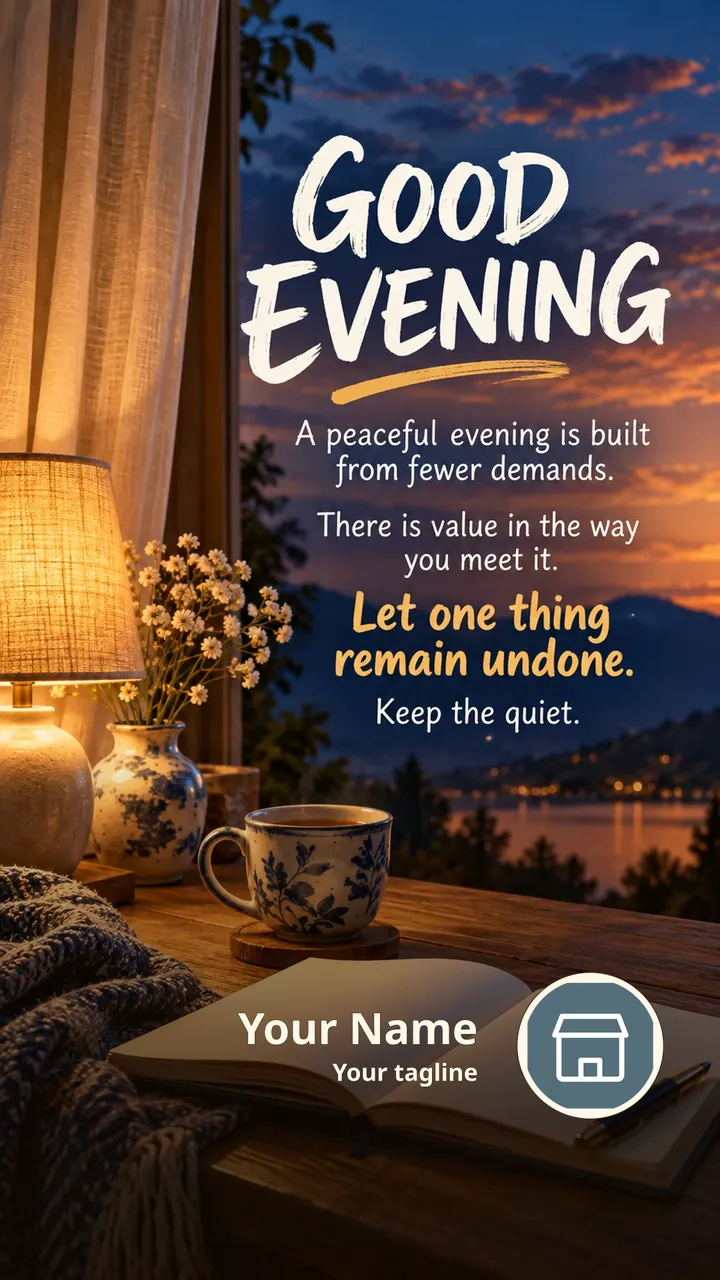 GOOD EVENING - A peaceful evening is built from fewer demands. - Good Evening Image
