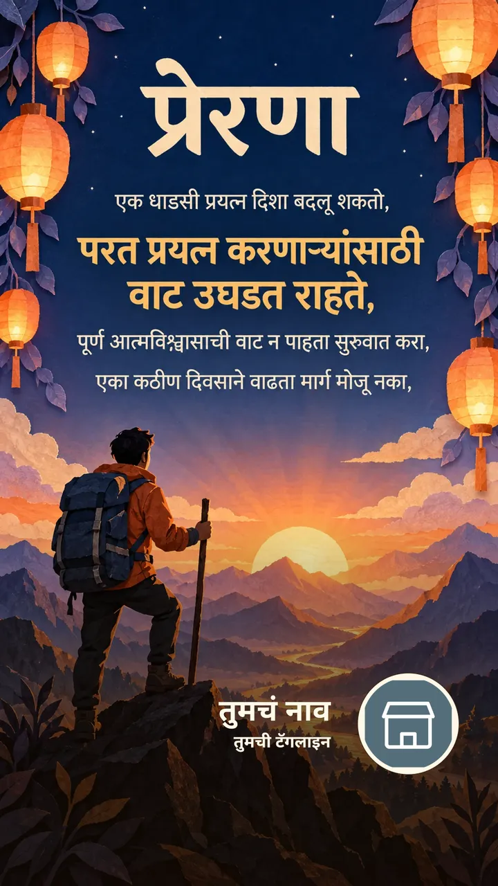 प्रेरणा - एक धाडसी प्रयत्न दिशा बदलू शकतो, - परत प्रयत्न - Motivation Image, निसर्ग, डोंगर