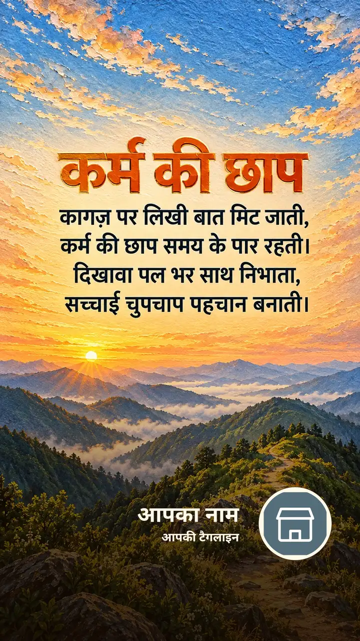 कर्म की छाप - Suvichar Image, पहाड़