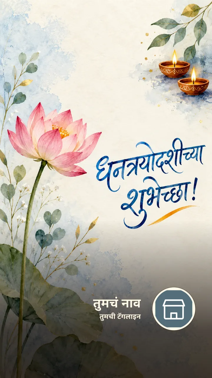 धनत्रयोदशीच्या शुभेच्छा! - Festival Image, फुलं, कमळ, दिवा