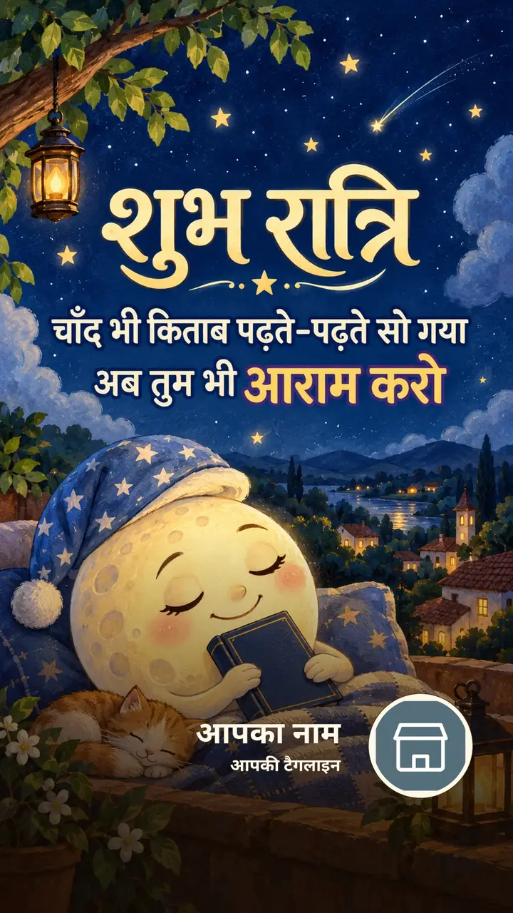 शुभ रात्रि - चाँद भी किताब पढ़ते-पढ़ते सो गया - Shubh Ratri Image, आसमान, चाँद, गाँव