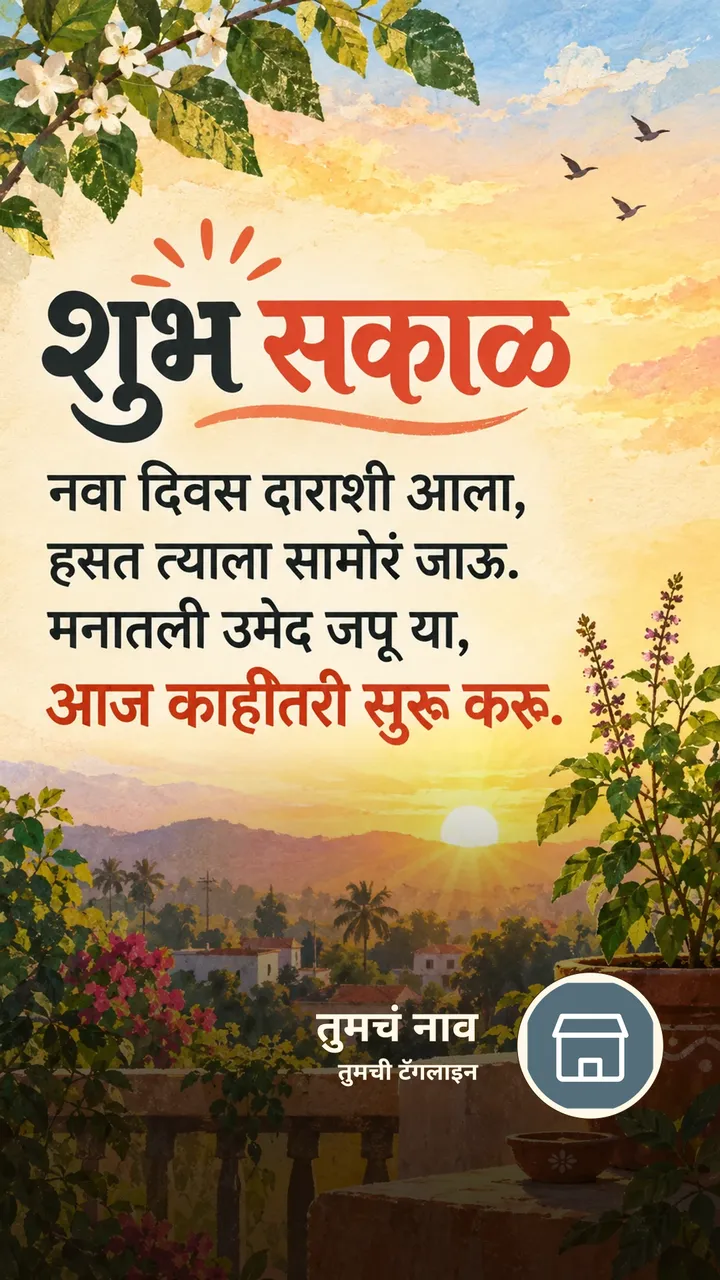 शुभ सकाळ - नवा दिवस दाराशी आला, - Shubh Sakal Image, सूर्योदय, निसर्ग, पक्षी