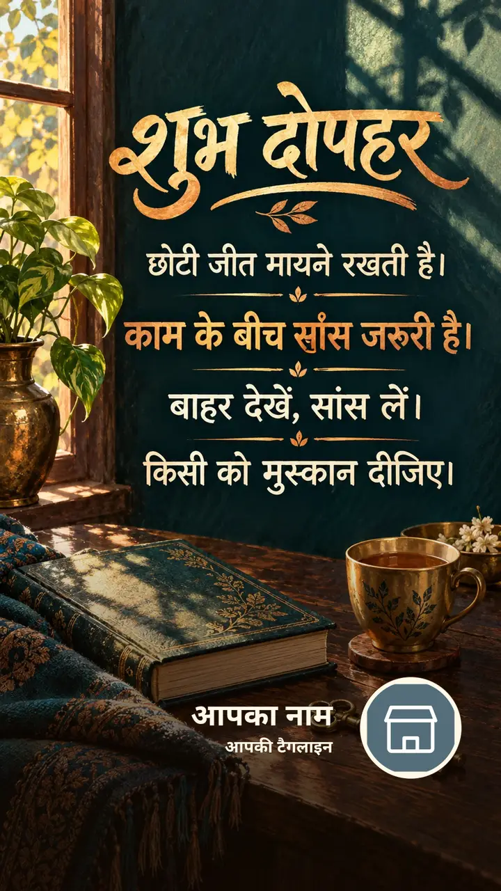 शुभ दोपहर - छोटी जीत मायने रखती है। - काम के बीच सांस - Dopahar Image