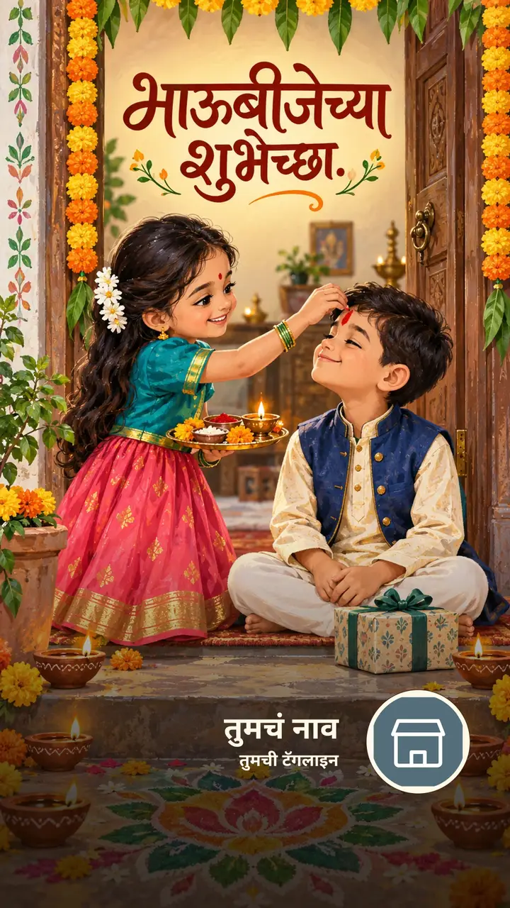 भाऊबीजेच्या शुभेच्छा. - Festival Image, दिवा, कुटुंब, मुलं