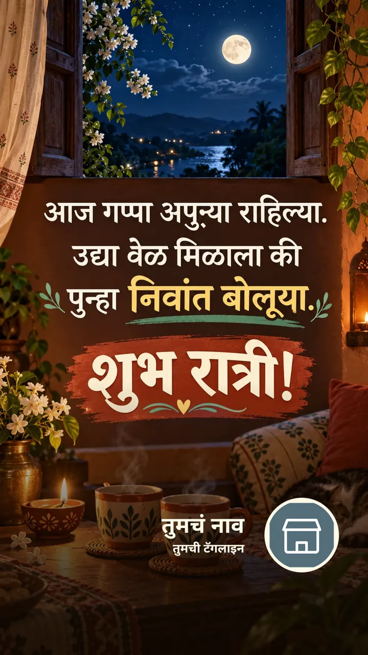 आज गप्पा अपुऱ्या राहिल्या. - Shubh Ratri Image, चंद्र, मेणबत्ती