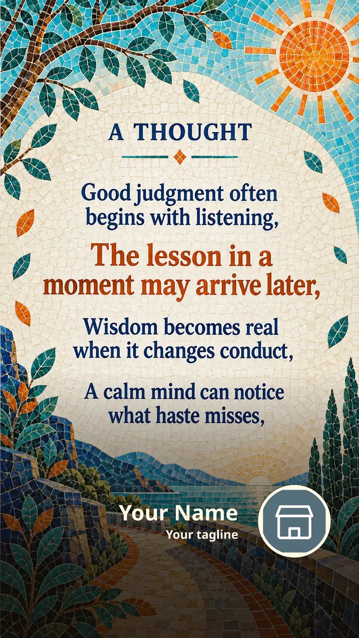 A THOUGHT - Good judgment often begins with listening, - Quote Image, Lotus, Nature