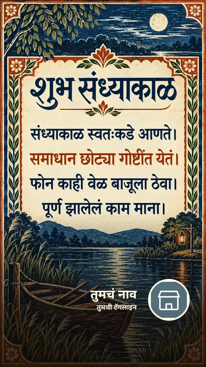 शुभ संध्याकाळ - संध्याकाळ स्वतःकडे आणते। - समाधान छोट्या गोष्टींत - Sandhyakal Image