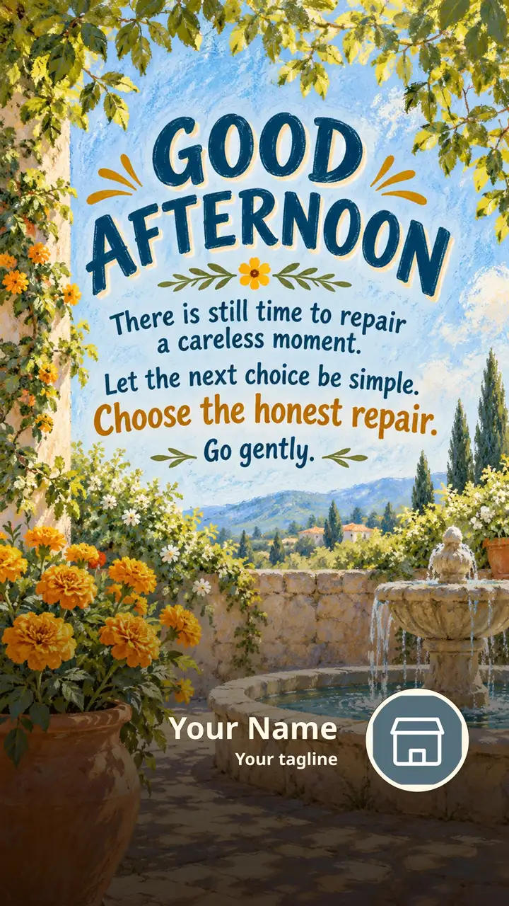 GOOD AFTERNOON - There is still time to repair a careless moment. - Afternoon Image