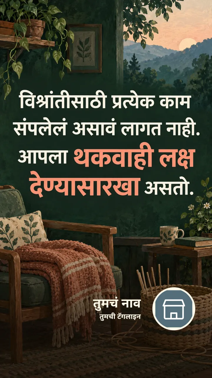 विश्रांतीसाठी प्रत्येक काम - Suvichar Image, निसर्ग, कुटुंब