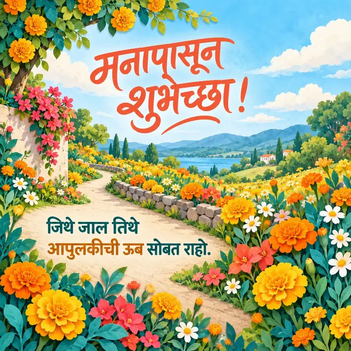 मनापासून शुभेच्छा! - दिवसभराच्या शुभेच्छा Image, फुलं, निसर्ग, आकाश