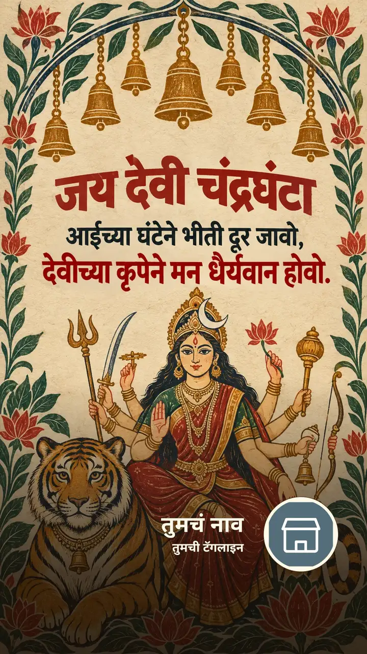 जय देवी चंद्रघंटा - Bhakti Image, फुलं, दुर्गा