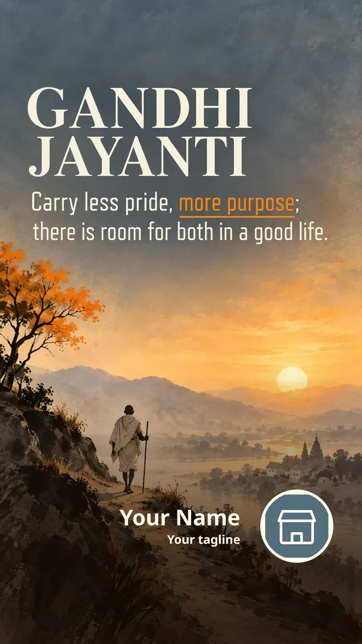 Gandhi Jayanti - Carry less pride, more purpose; - Festival Image, Nature, Mountains