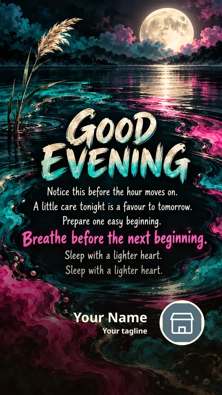 GOOD EVENING - Notice this before the hour moves on. - A little care - Good Evening Image