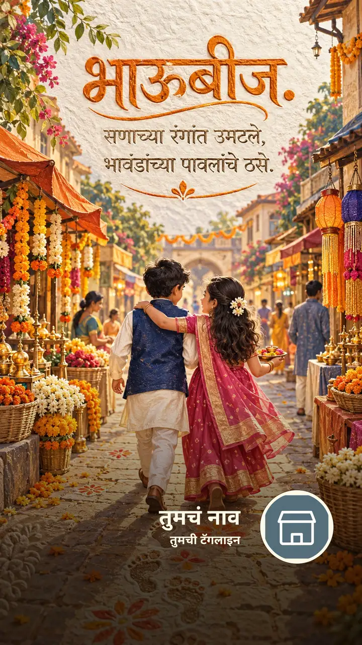 भाऊबीज. - सणाच्या रंगांत उमटले, - Festival Image, फुलं, दिवा, कुटुंब