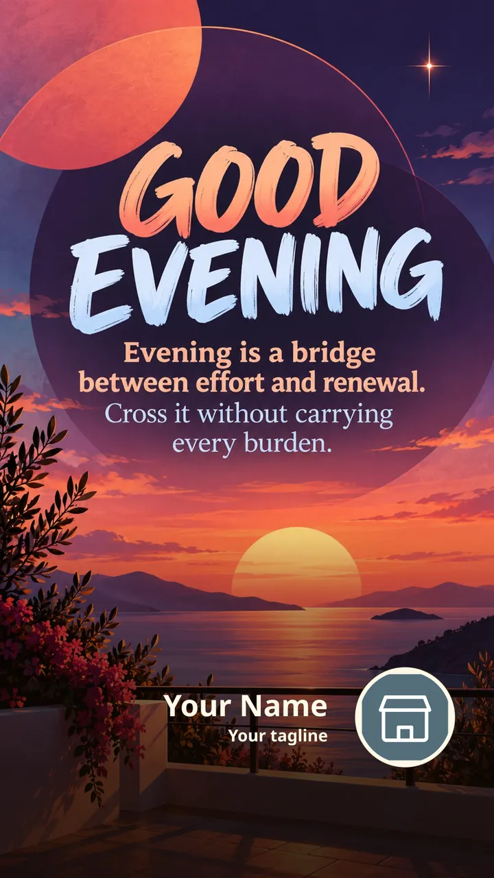 GOOD EVENING - Evening is a bridge between effort and renewal. - Good Evening Image