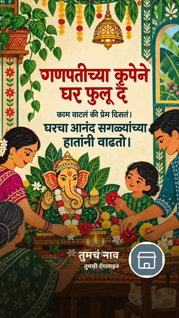 गणपतीच्या कृपेने घर फुलू दे - Festival Image, दिवा, कुटुंब, गणपती