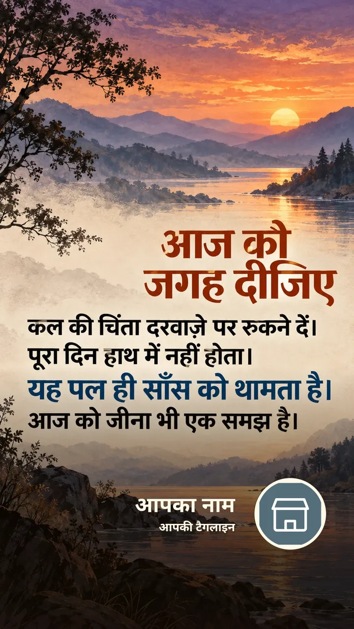 आज को जगह दीजिए - Suvichar Image, सूर्यास्त, प्रकृति, पहाड़, नदी
