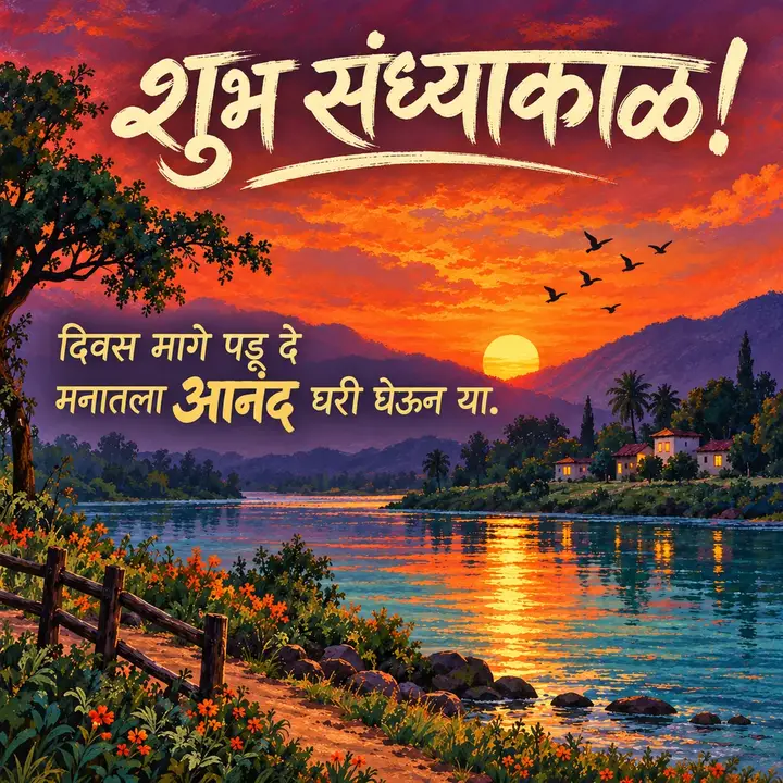शुभ संध्याकाळ! - दिवस मागे पडू दे - Sandhyakal Image, सूर्यास्त, नदी, पक्षी