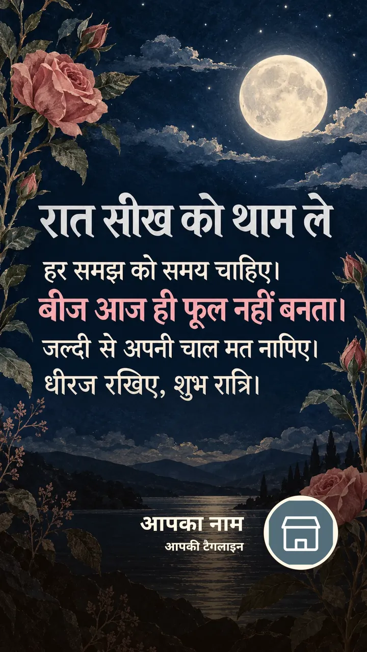रात सीख को थाम ले - Shubh Ratri Image, गुलाब, चाँद