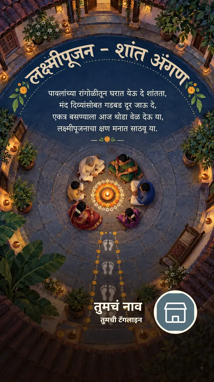 लक्ष्मीपूजन - शांत अंगण - Festival Image, फुलं, निसर्ग, दिवा, कुटुंब