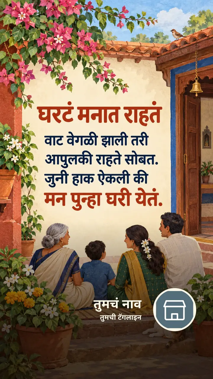 घरटं मनात राहतं - Suvichar Image, फुलं, गाव, कुटुंब