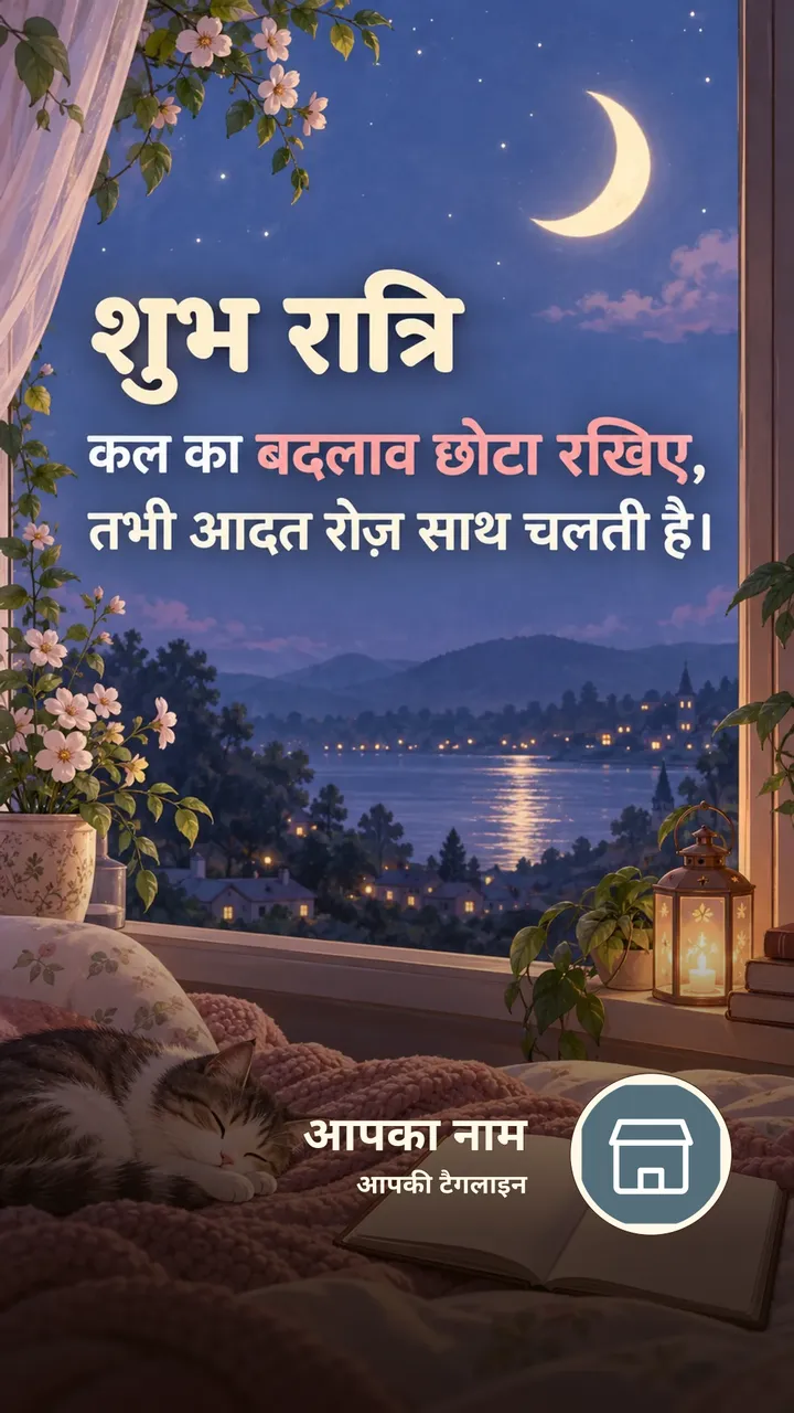 शुभ रात्रि - कल का बदलाव छोटा रखिए, - Shubh Ratri Image, चाँद, तारे
