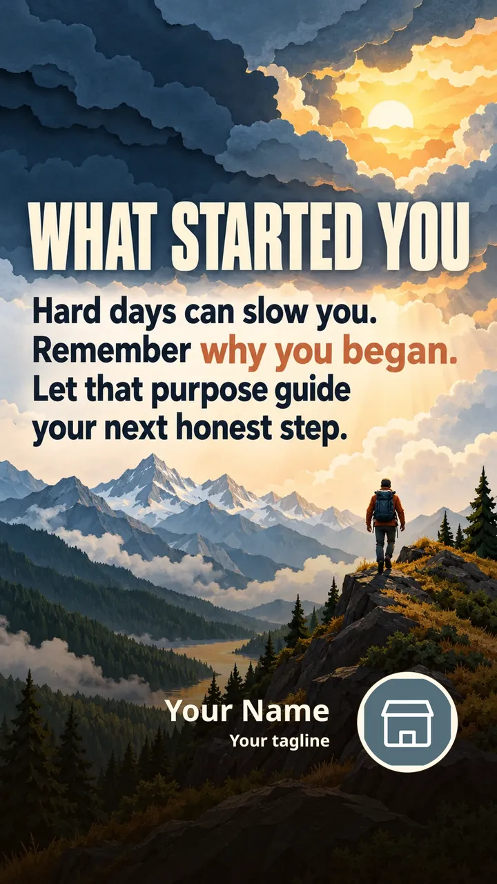WHAT STARTED YOU - Motivational Image, Nature, Mountains, Sky