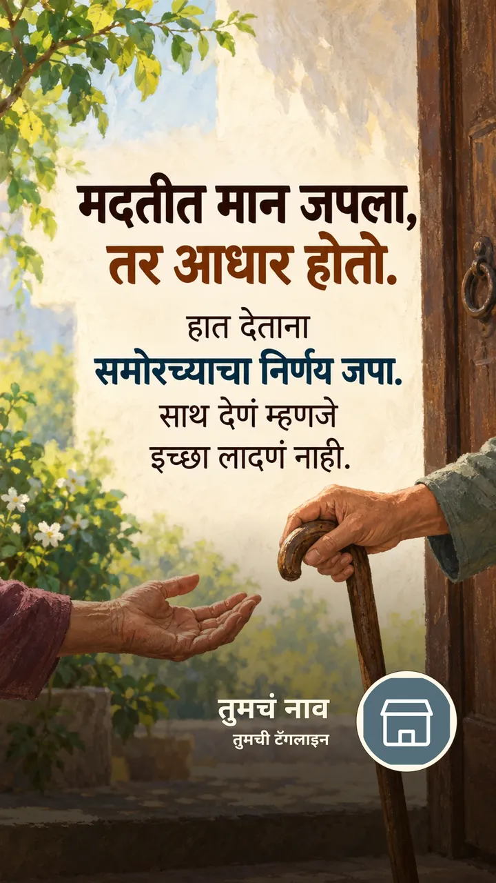 मदतीत मान जपला, तर आधार होतो. - Suvichar Image, कुटुंब