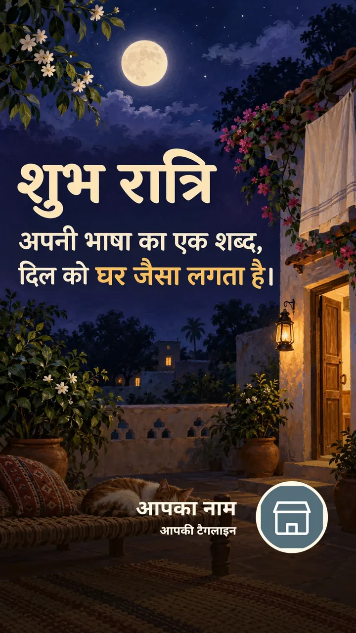 शुभ रात्रि - अपनी भाषा का एक शब्द, - Shubh Ratri Image, चाँद, तारे