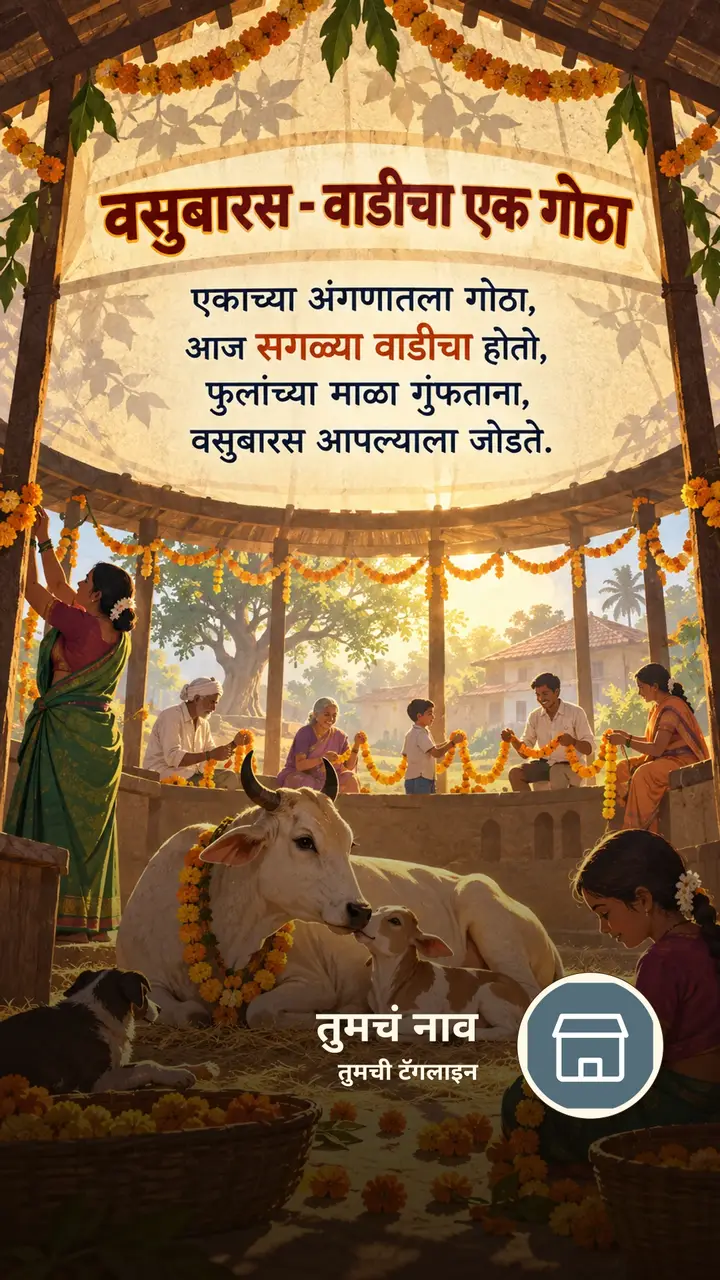 वसुबारस - वाडीचा एक गोठा - Festival Image, फुलं, निसर्ग, गाव, कुटुंब