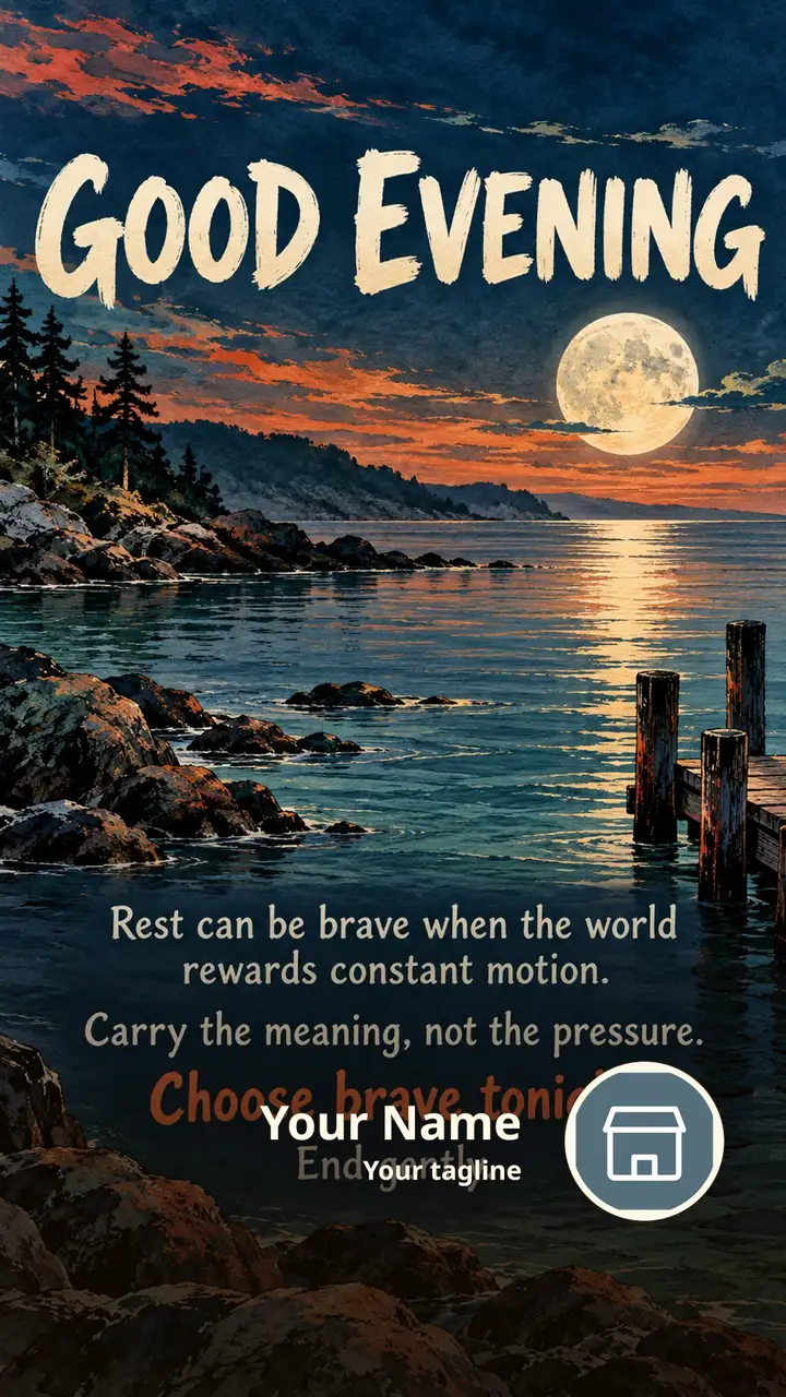 GOOD EVENING - Rest can be brave when the world rewards constant - Good Evening Image