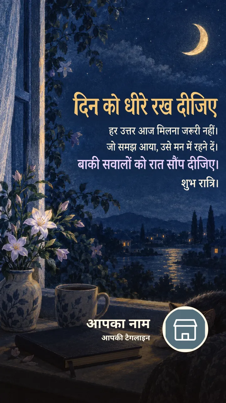 दिन को धीरे रख दीजिए - Shubh Ratri Image, फूल, चाँद, तारे