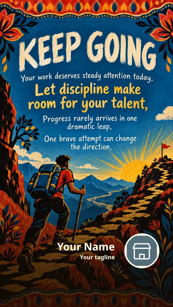KEEP GOING - Your work deserves steady attention today, - Motivational Image, Nature, Mountains
