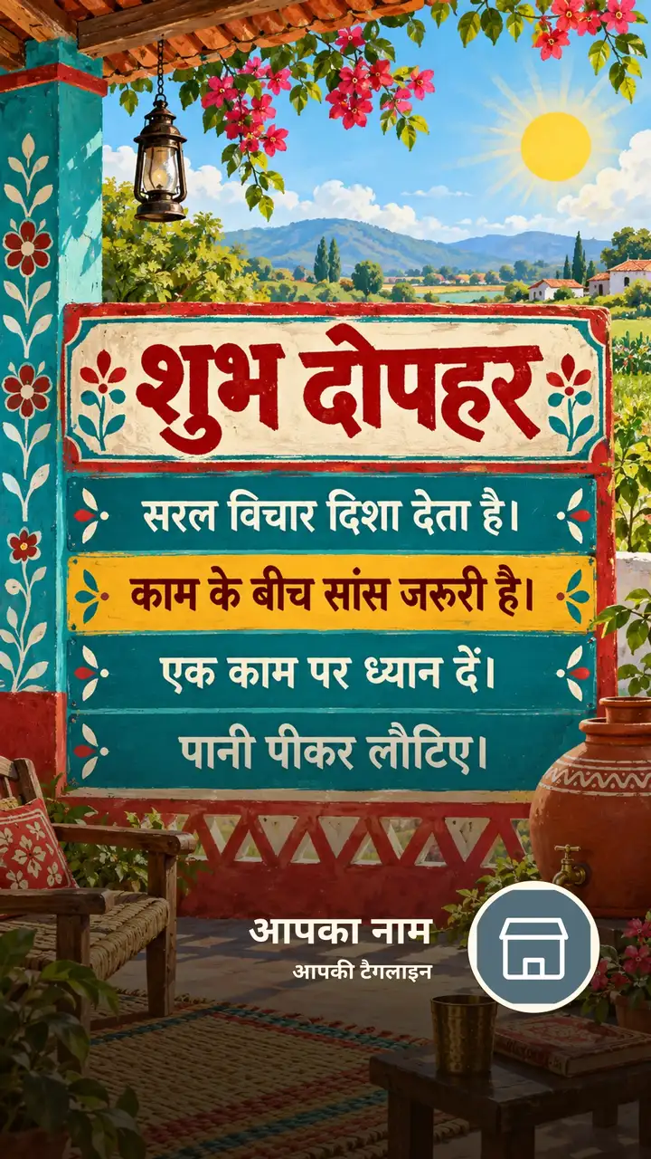 शुभ दोपहर - सरल विचार दिशा देता है। - काम के बीच सांस - Dopahar Image