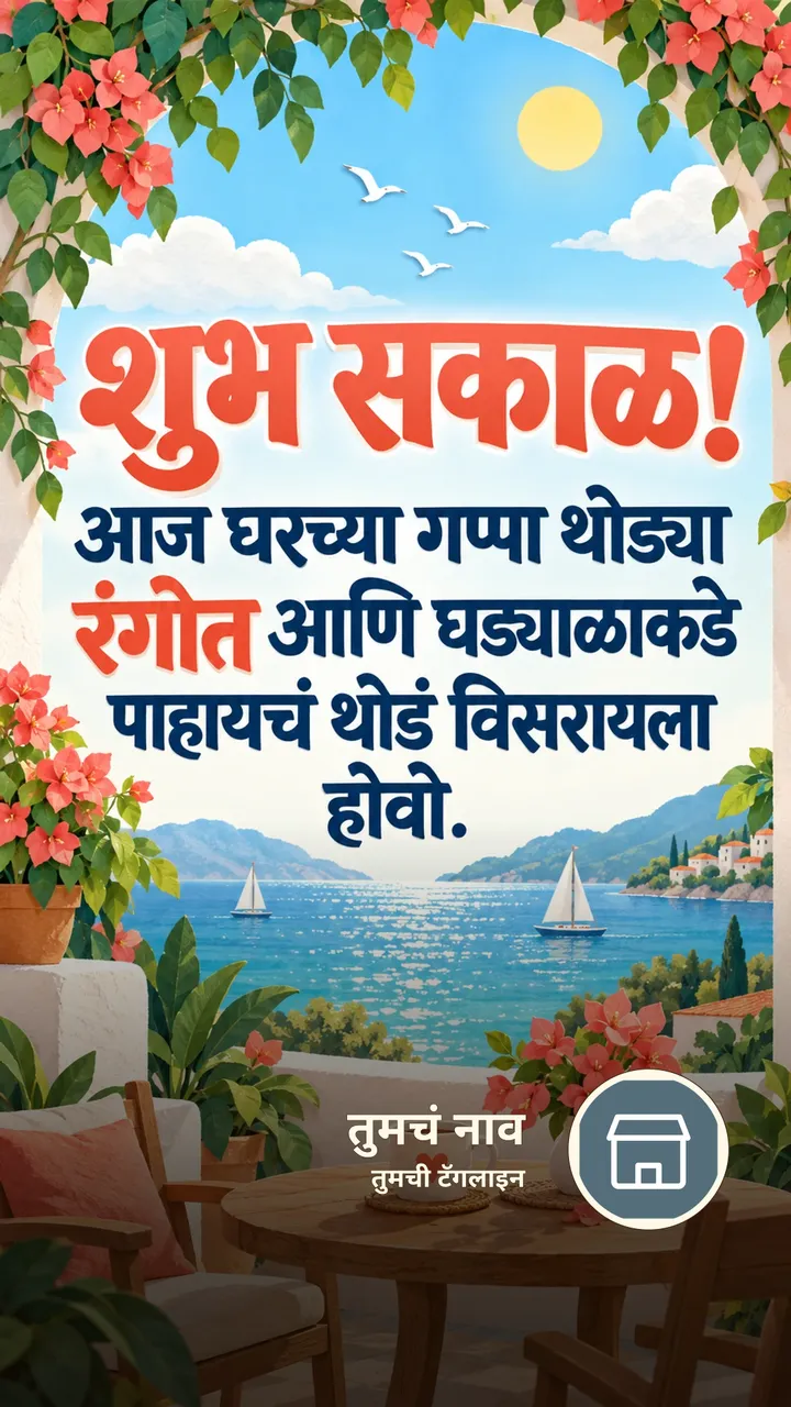 शुभ सकाळ! - आज घरच्या गप्पा थोड्या - Shubh Sakal Image, समुद्र, आकाश