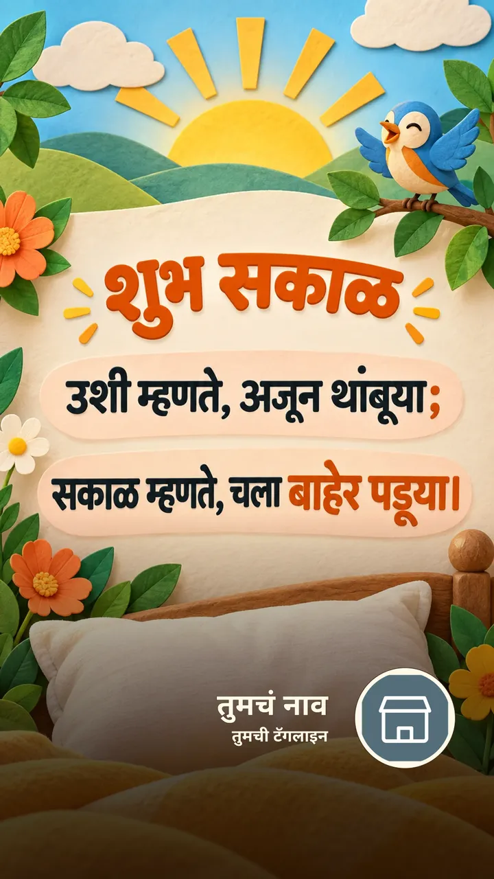 शुभ सकाळ - उशी म्हणते, अजून थांबूया; - Shubh Sakal Image, फुलं, सूर्योदय, पक्षी