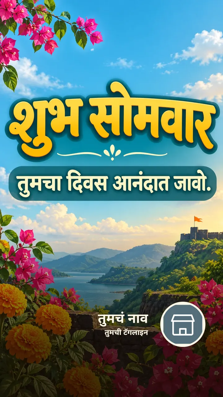 शुभ सोमवार - तुमचा दिवस आनंदात जावो. - दिवसभराच्या शुभेच्छा Image, फुलं, डोंगर, नदी