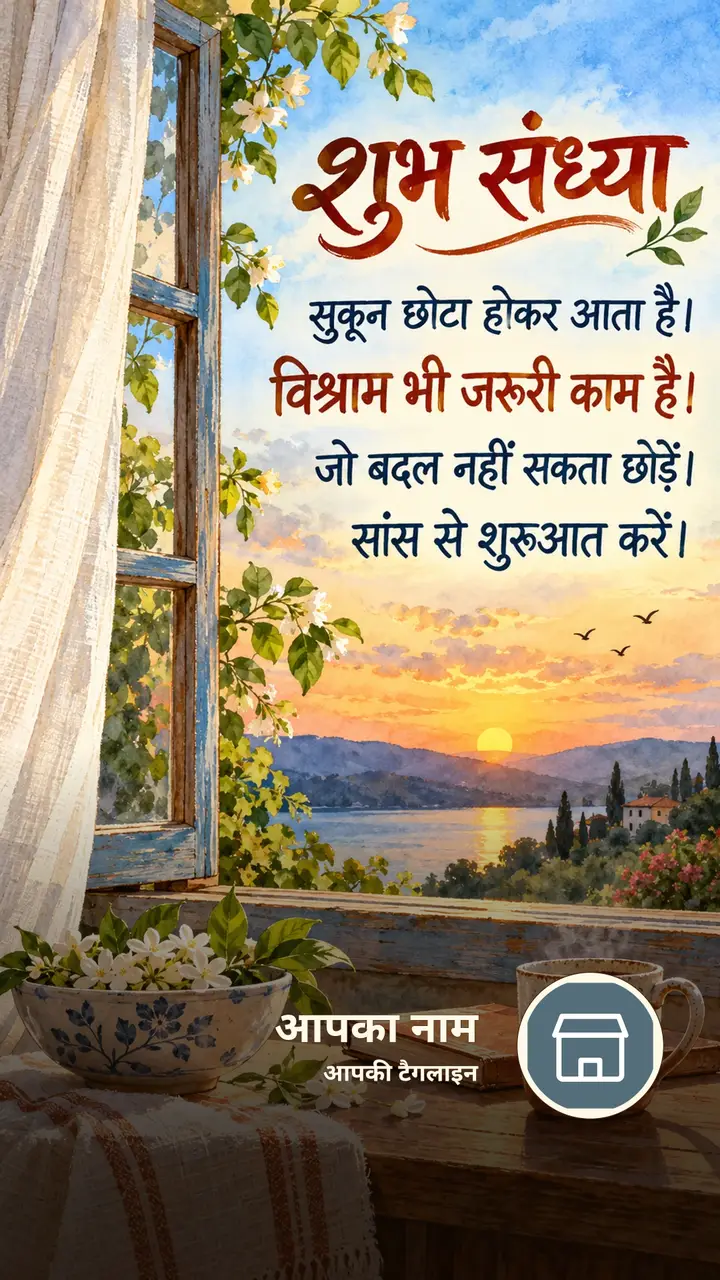 शुभ संध्या - सुकून छोटा होकर आता है। - विश्राम भी जरूरी - Sandhya Image