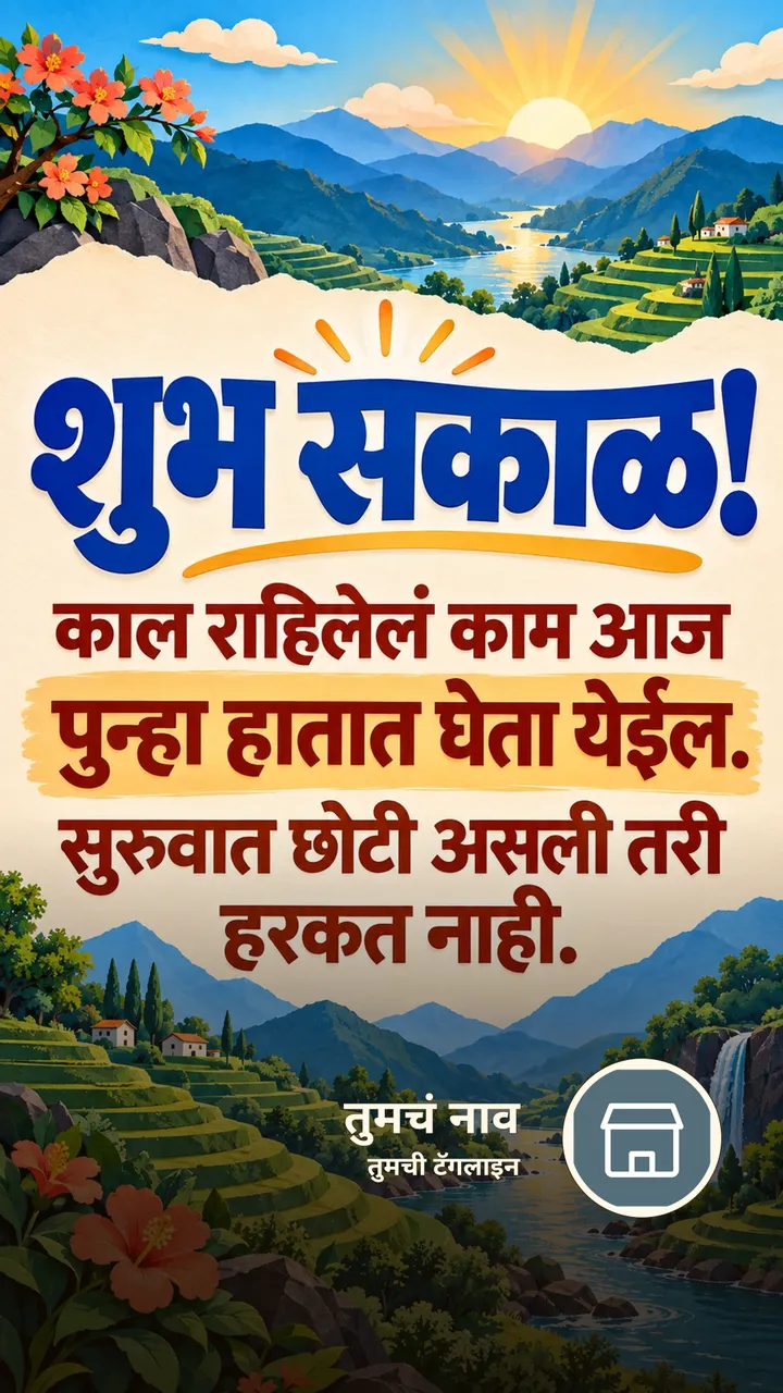 शुभ सकाळ! - काल राहिलेलं काम आज - Shubh Sakal Image, सूर्योदय, डोंगर, नदी