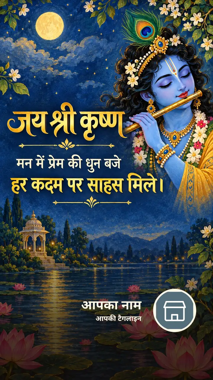 जय श्री कृष्ण - मन में प्रेम की धुन बजे - Bhakti Image, गुलाब, नदी, कृष्ण
