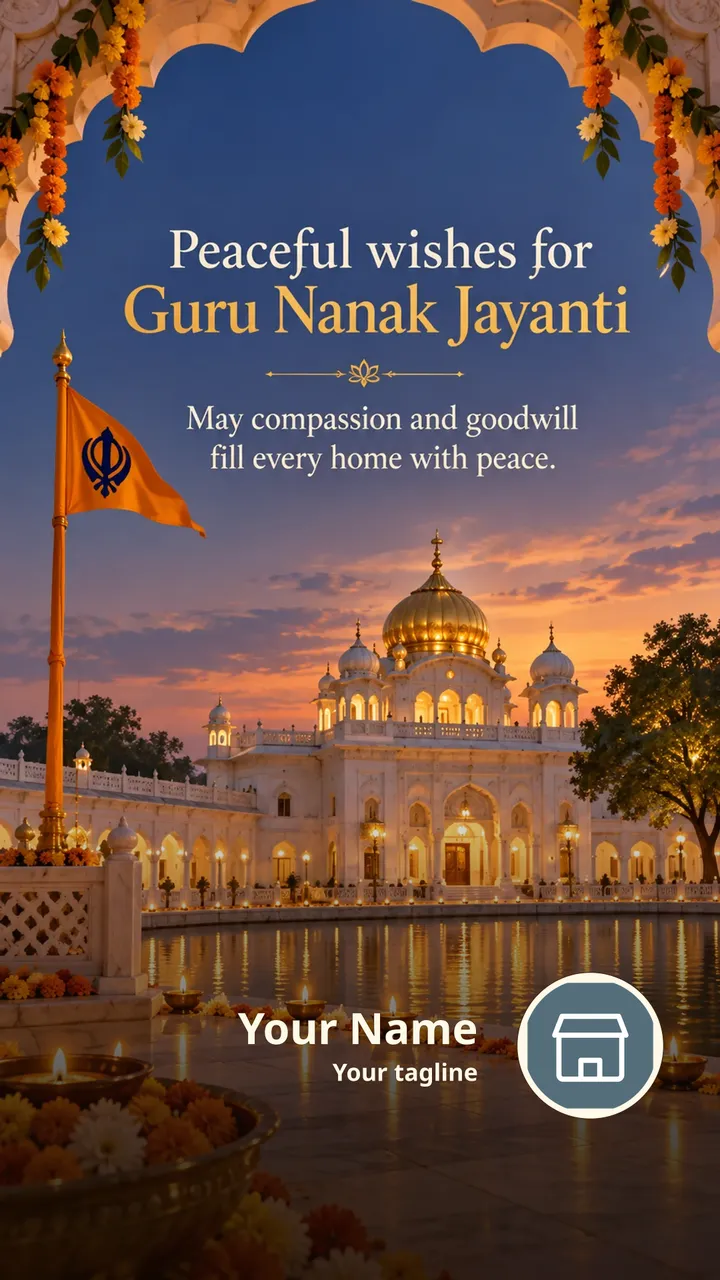 Peaceful wishes for Guru Nanak Jayanti - Festival Image, Flowers, Nature, Diya