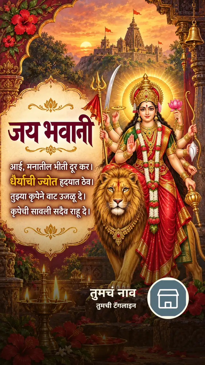 जय भवानी - Bhakti Image, फुलं, दिवा, तुळजाभवानी