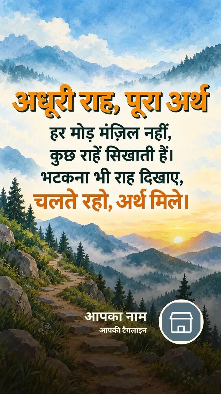 अधूरी राह, पूरा अर्थ - Suvichar Image, प्रकृति, पहाड़