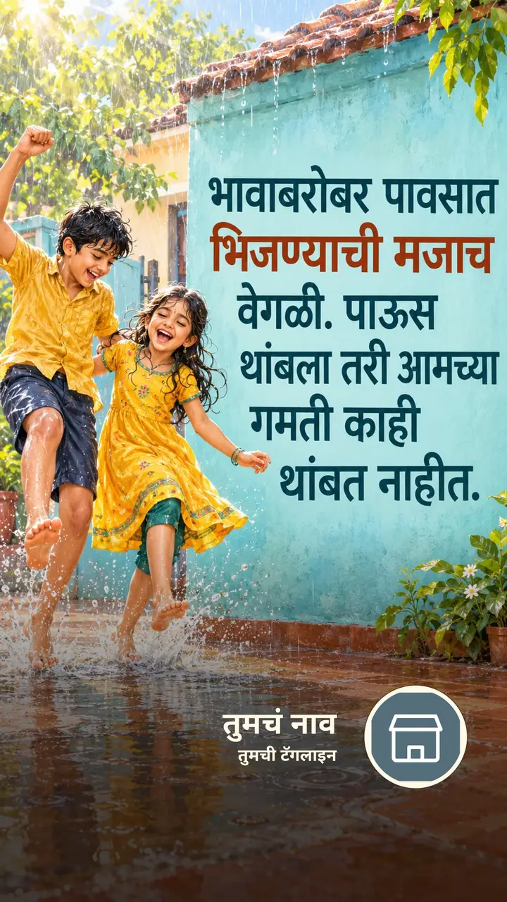 भावाबरोबर पावसात - नातीगोती Image, कुटुंब