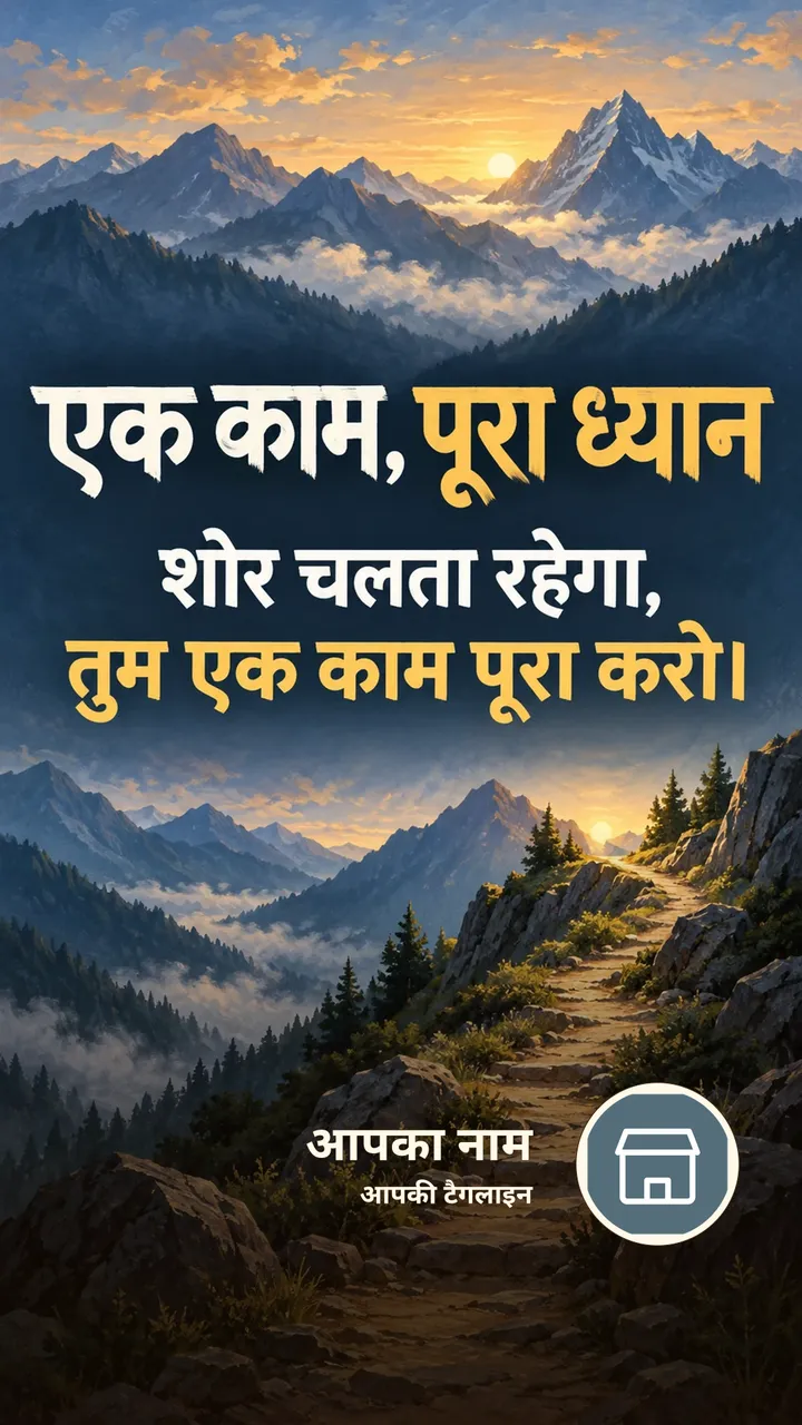 एक काम, पूरा ध्यान - Motivational Image, पहाड़