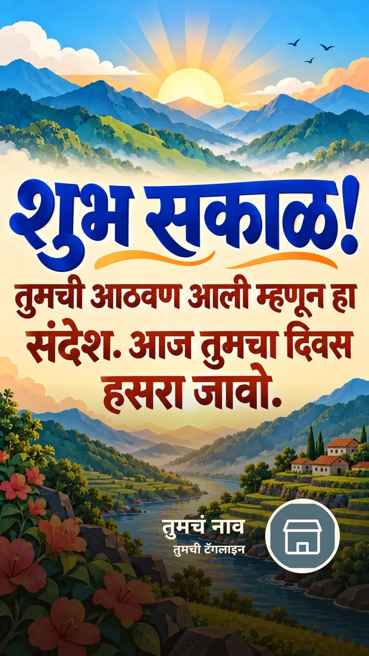 शुभ सकाळ! - तुमची आठवण आली म्हणून हा - Shubh Sakal Image, सूर्योदय, डोंगर, नदी