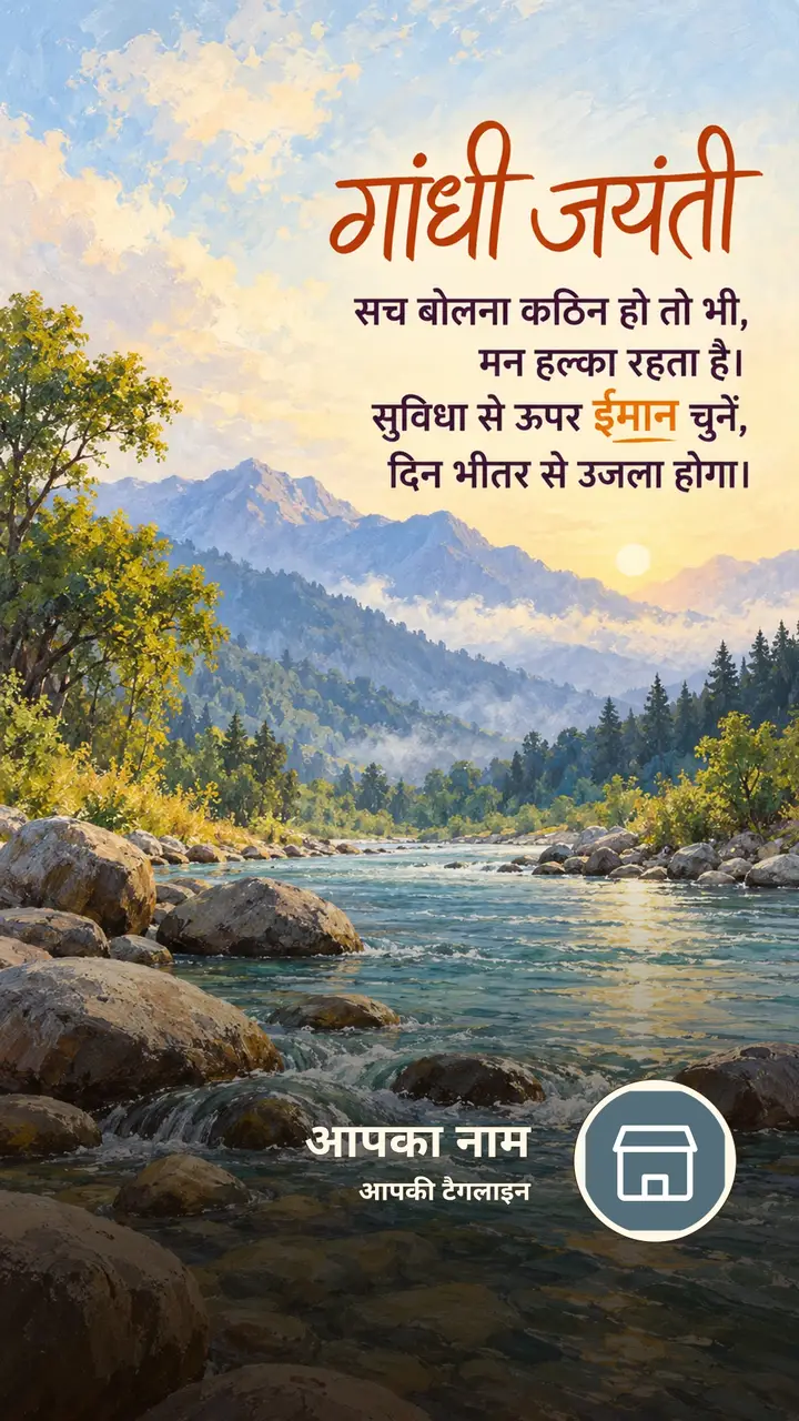 गांधी जयंती - सच बोलना कठिन हो तो भी, - Festival Image, पहाड़, नदी