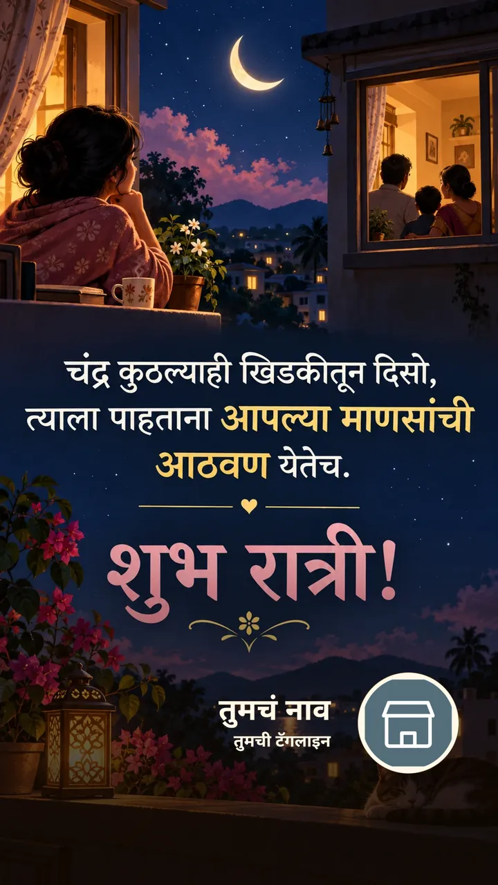 चंद्र कुठल्याही खिडकीतून दिसो, - Shubh Ratri Image, चंद्र, कुटुंब
