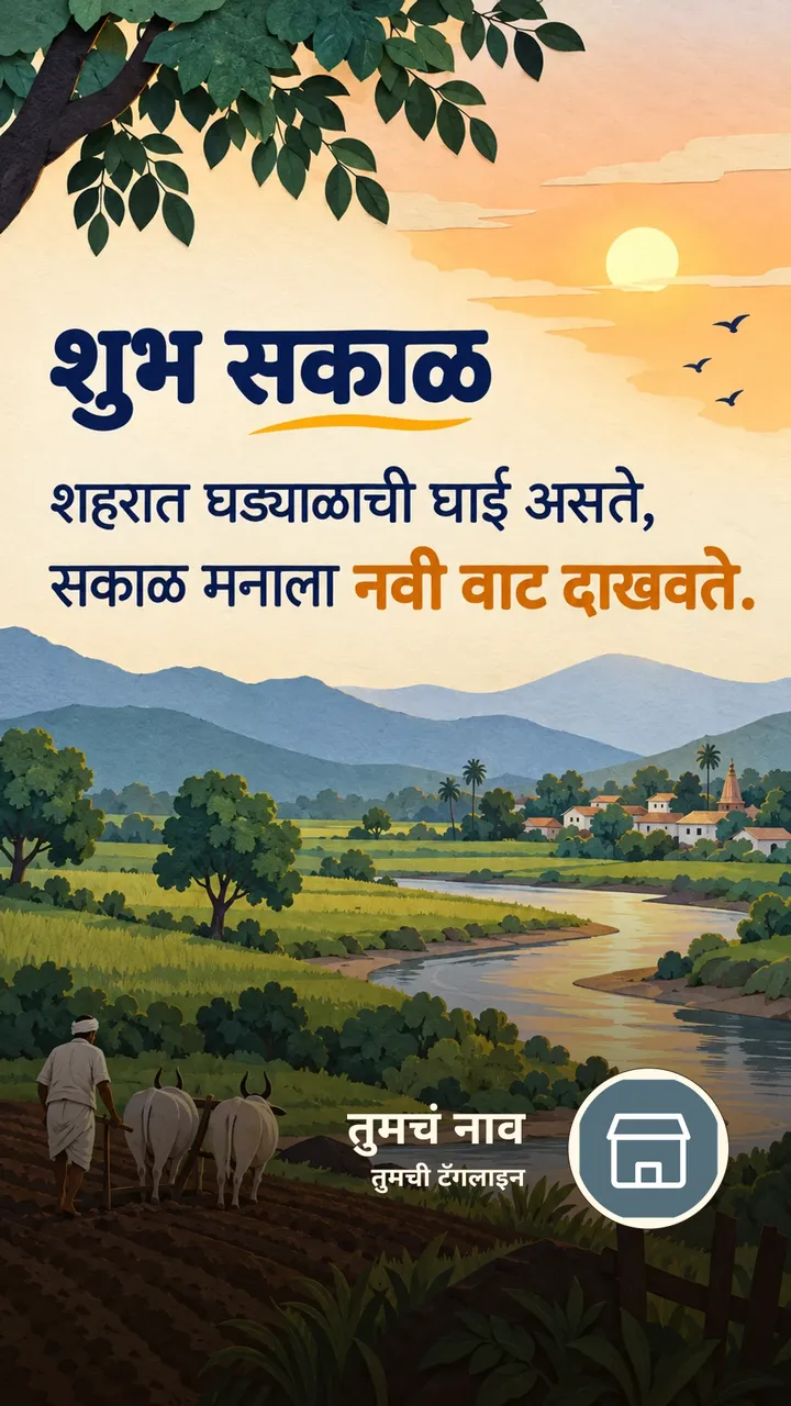शुभ सकाळ - शहरात घड्याळाची घाई असते, - Shubh Sakal Image, सूर्योदय, नदी